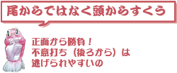 尾からではなく頭からすくう